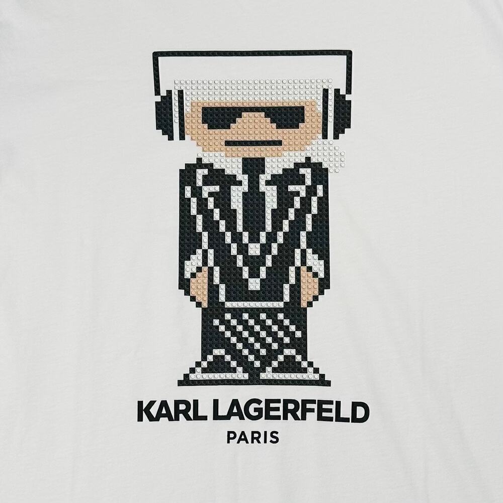 Karl Lagerfeld Paris Men’s Medium White Logo T-Shirt Cool Tuxedo Man - Picture 3 of 13